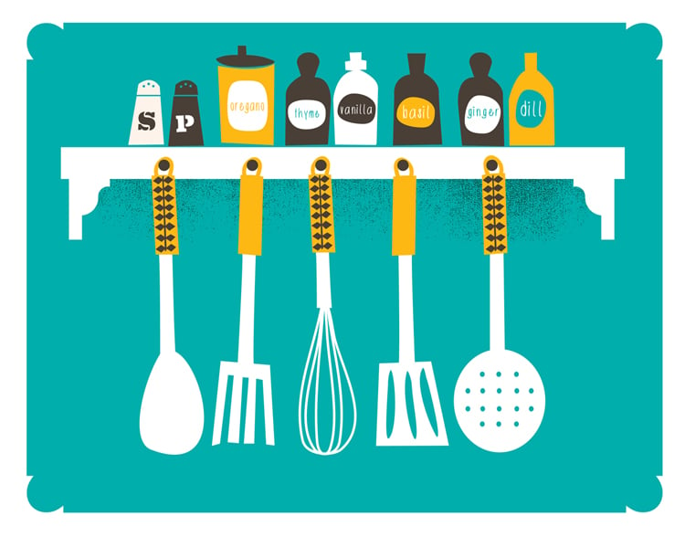 Image of A Place For Everything Kitchen Print - Spices & Utensils 