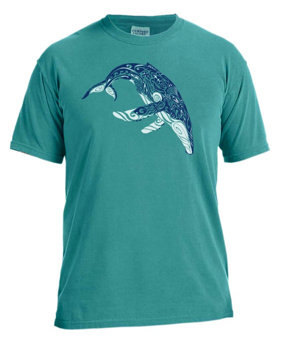 Whale Tribe seafoam garment dyed t-shirt / Coyote Graphics