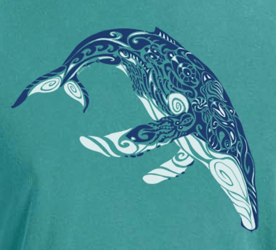 Whale Tribe seafoam garment dyed t-shirt / Coyote Graphics