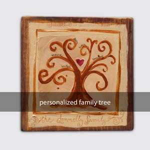 Image of personalized family tree: 5x5x1.5 on wood