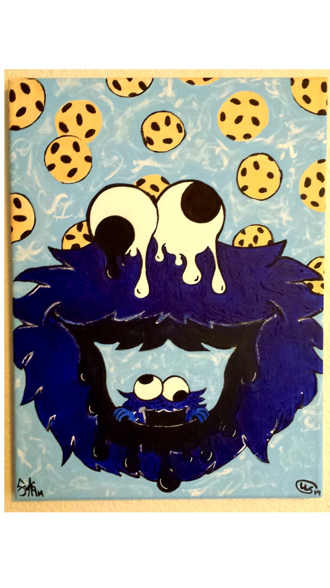 Acid Face Series Cookie Monster 12x16 Swagr Creations 93 Til