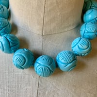 Image 8 of Magnesite Turquoise Shou Chinese Beaded Necklace