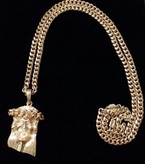 Image of single Jesus piece with link crown on 5.5mm chain