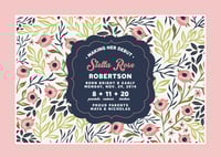 Navy and Pink Floral Baby Announcement