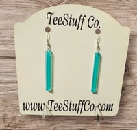 Image 3 of Turquoise Long Rectangle Earrings 