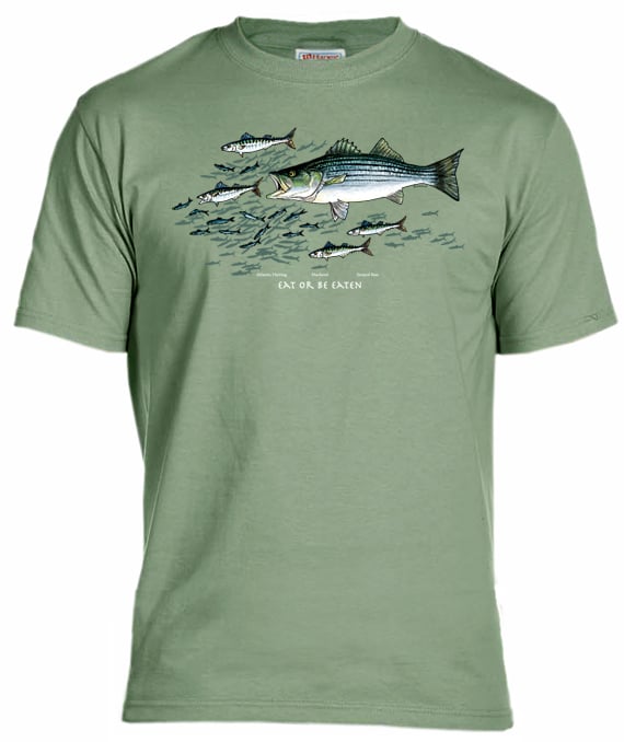 Eat or Be Eaten Striped Bass t-shirt / Coyote Graphics