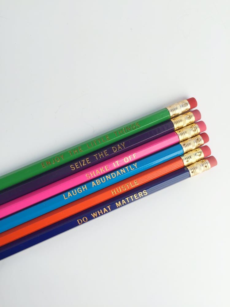 Positive Affirmation Pencil Set - 6 HB Pencils - Multi-coloured