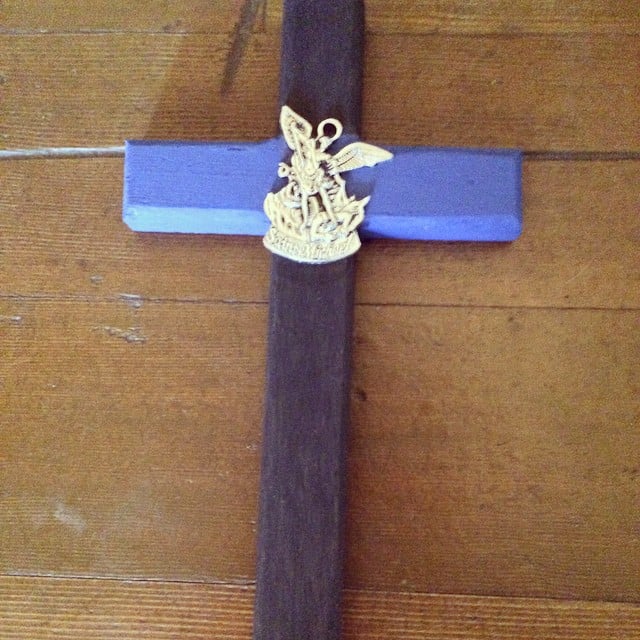 Image of St. Michael Law Enforcement Cross (Thin Blue Line)