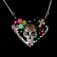 Image 3 of Black & Neon Day of the Dead Heart Necklace