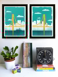 Image 2 of Pittsburgh City of Bridges Silkscreen Art Print 2