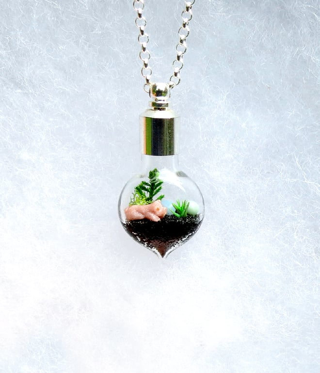 Image of Terrarium Jewelry - Custom Miniature Pig Necklace