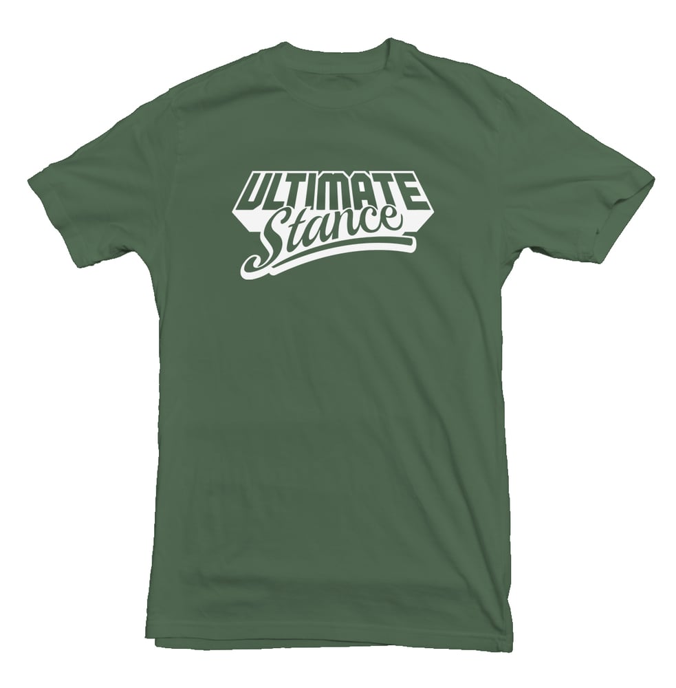 Image of Men's Ultimate Stance T-Shirt - Military Green with White Logo - End Of Line Product