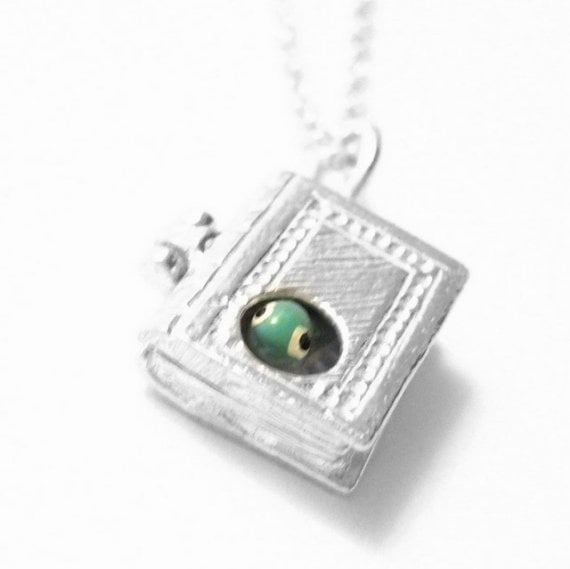 Image of Sterling Opening Bookworm Necklace