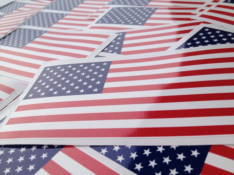 Image of 5 new American Flag Stickers 3"x5.5