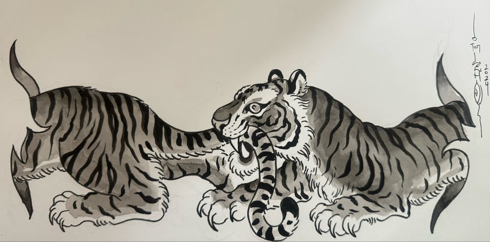 Image of Original Tim Lehi "Tiger Book Art 85" Illustration