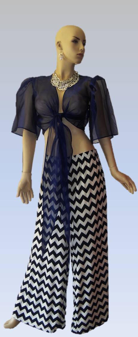 Image of Royal Convertible Crop Top and Chevron Pants