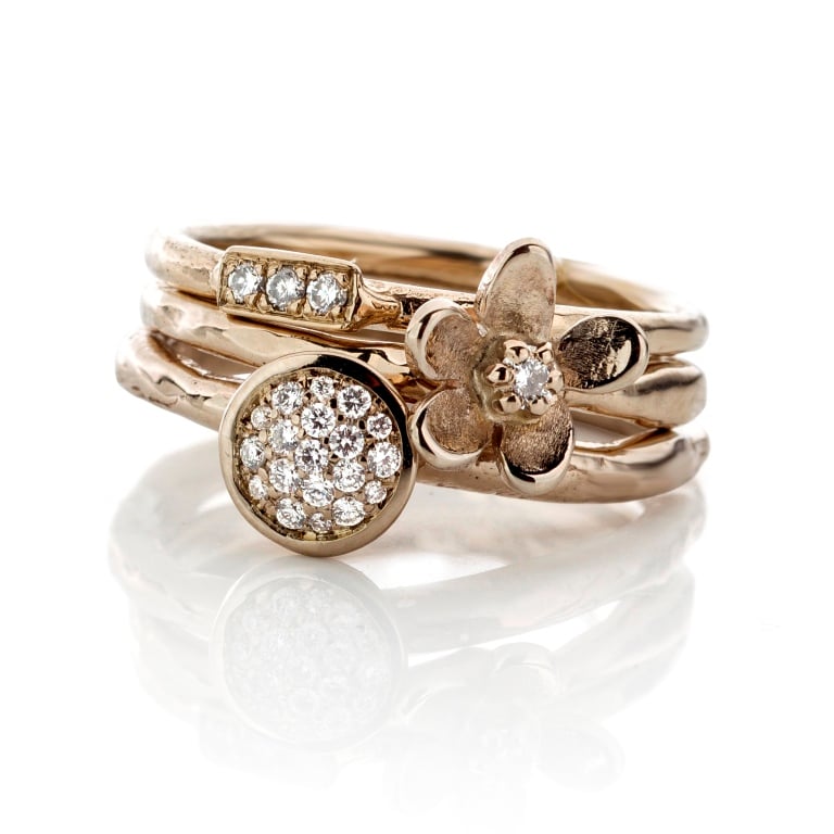 Beeld van Stacking ring white gold and cognac