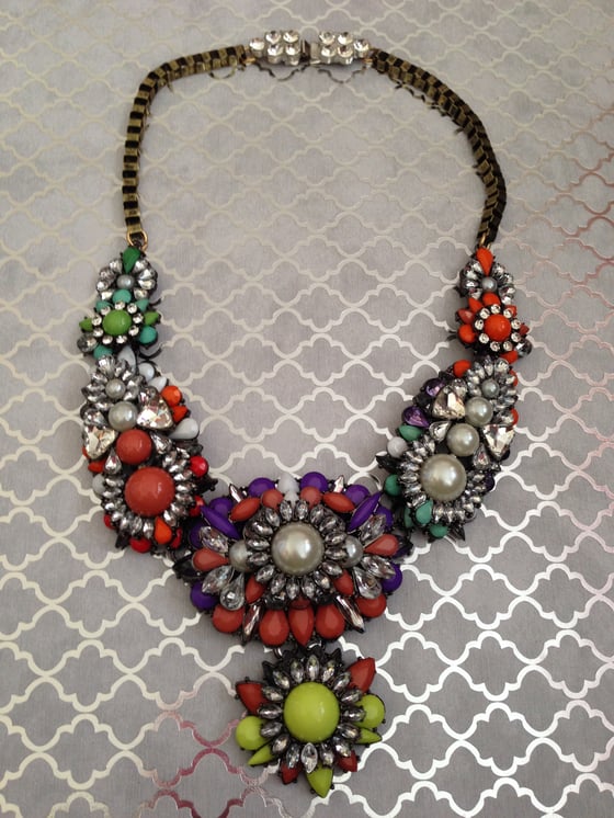 Image of Multi-Color Statement + Pearl Necklace