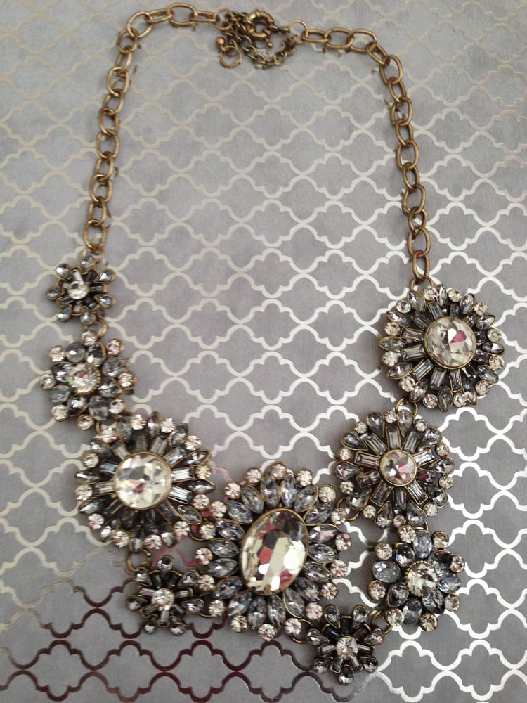 Image of Rhinestone Floral Statement Necklace