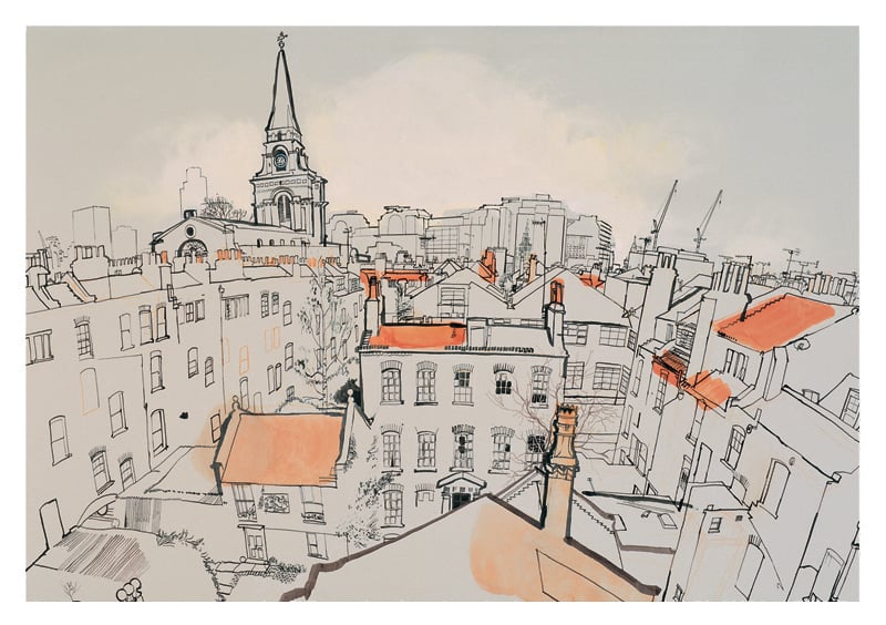 Image of View over Spitalfields looking west - greetings card