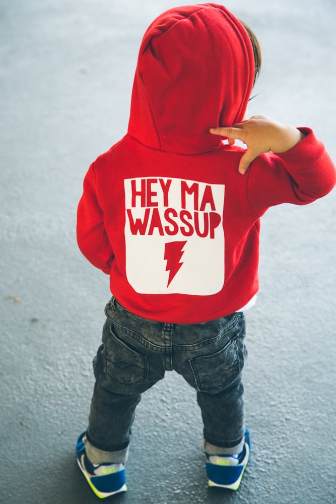 Image of "Hey Ma" Red Hoodie