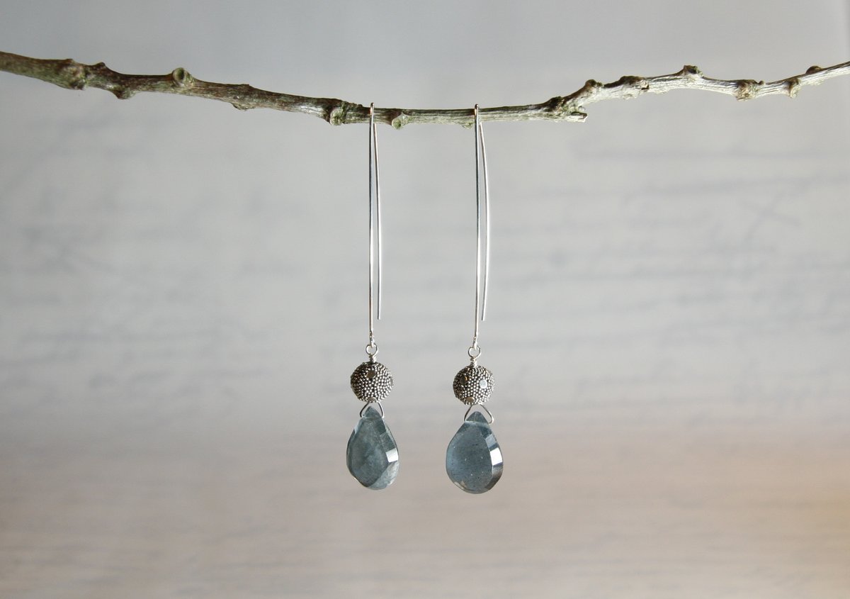 Moss Aquamarine Heart Earrings