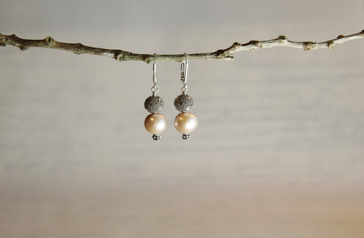 Pink Pearl Drop Earrings