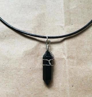 Image of Black onyx stone choker (wire wrapped)