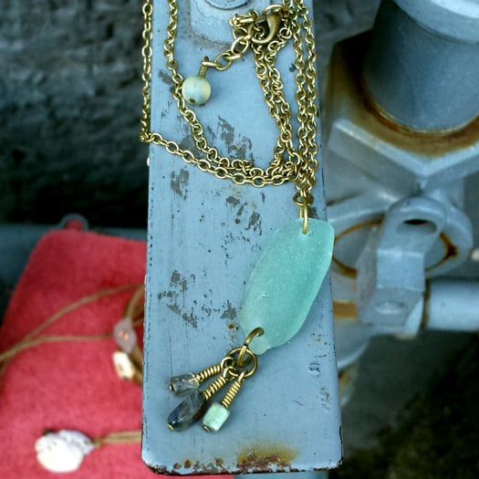 Image of Seafoam Sea Glass & Labradorite Fringe Necklace