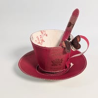 Image 1 of 'Collins Guide to Roses' Teacup, Saucer and Spoon Set 