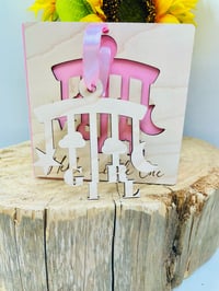 Image 2 of Wooden Baby Girl Card With Hanging Ornament