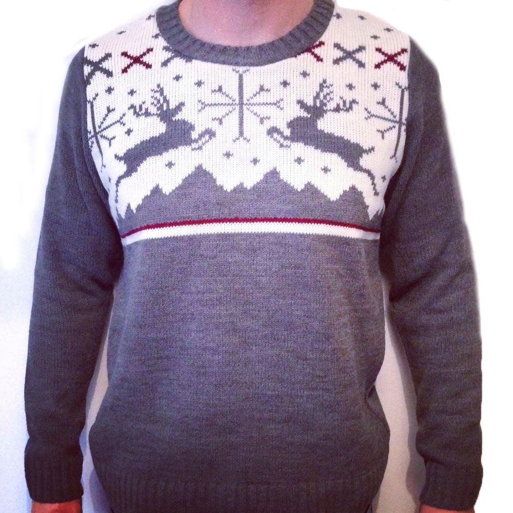 Grey Reindeer Heavyweight Jumper / THE XMAS JUMPER COMPANY by The ...