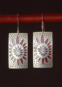 Image of Red Copper Sunflower Earrings