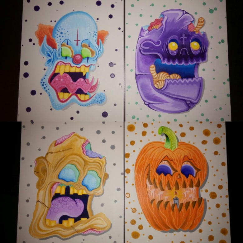 Image of clown-E & worm-E & zombie-E & pumpkin-E