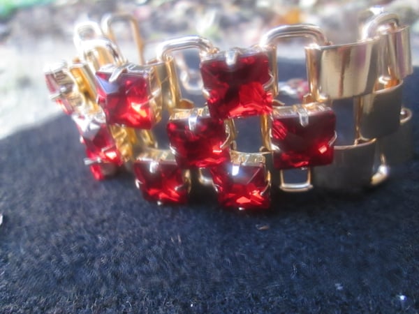 Image of Valentine's Day Ruby Red and Gold Bracelet