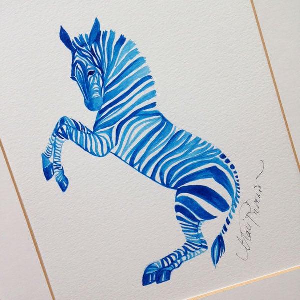 Image of Blue Zebra Art Print