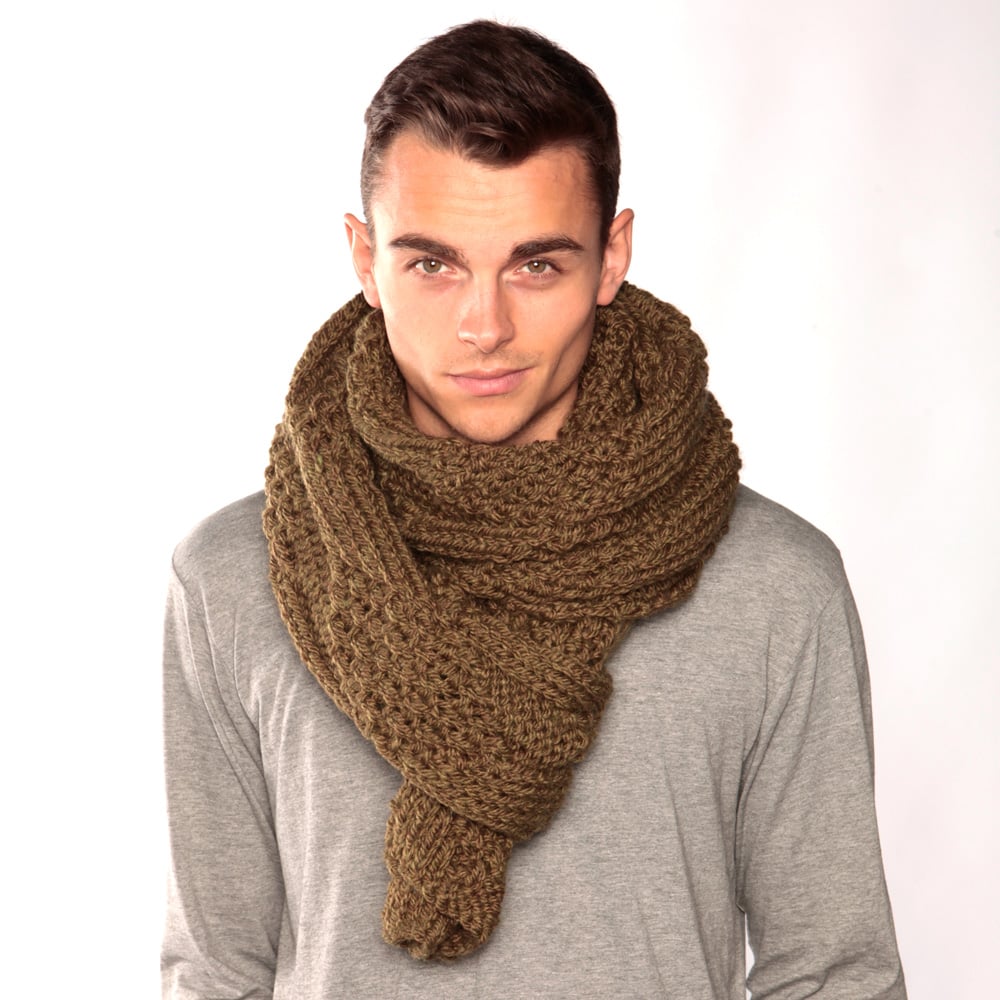 Image of Army Green Chunky Knit Scarf