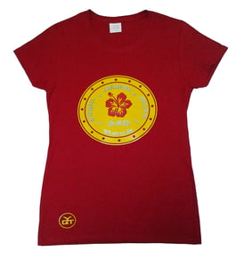 Image of VI Girls Rock Hibiscus Women's T-Shirt (Red)