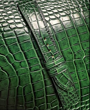 Image of Double Green Alligator Watch Strap - Horizontal Cut