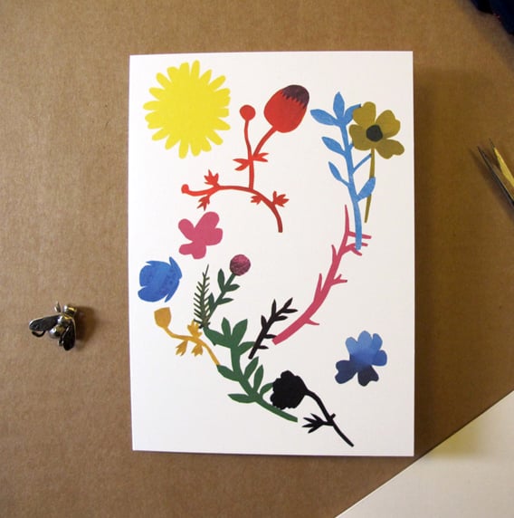 Kort, pappersklipp blommor