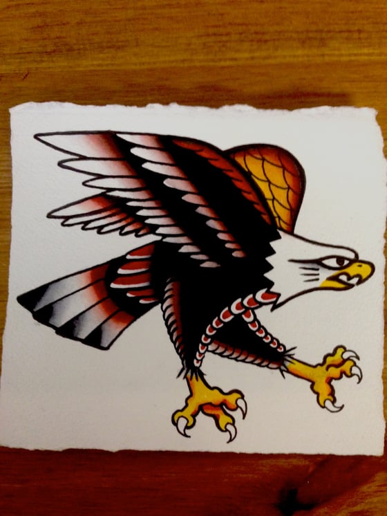 Image of Eagle Watercolor Painting - 5.25"x4.75" 