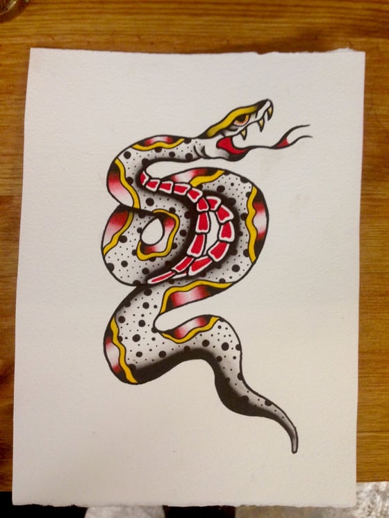 Image of 7"x9" Watercolor Painting of a Snake