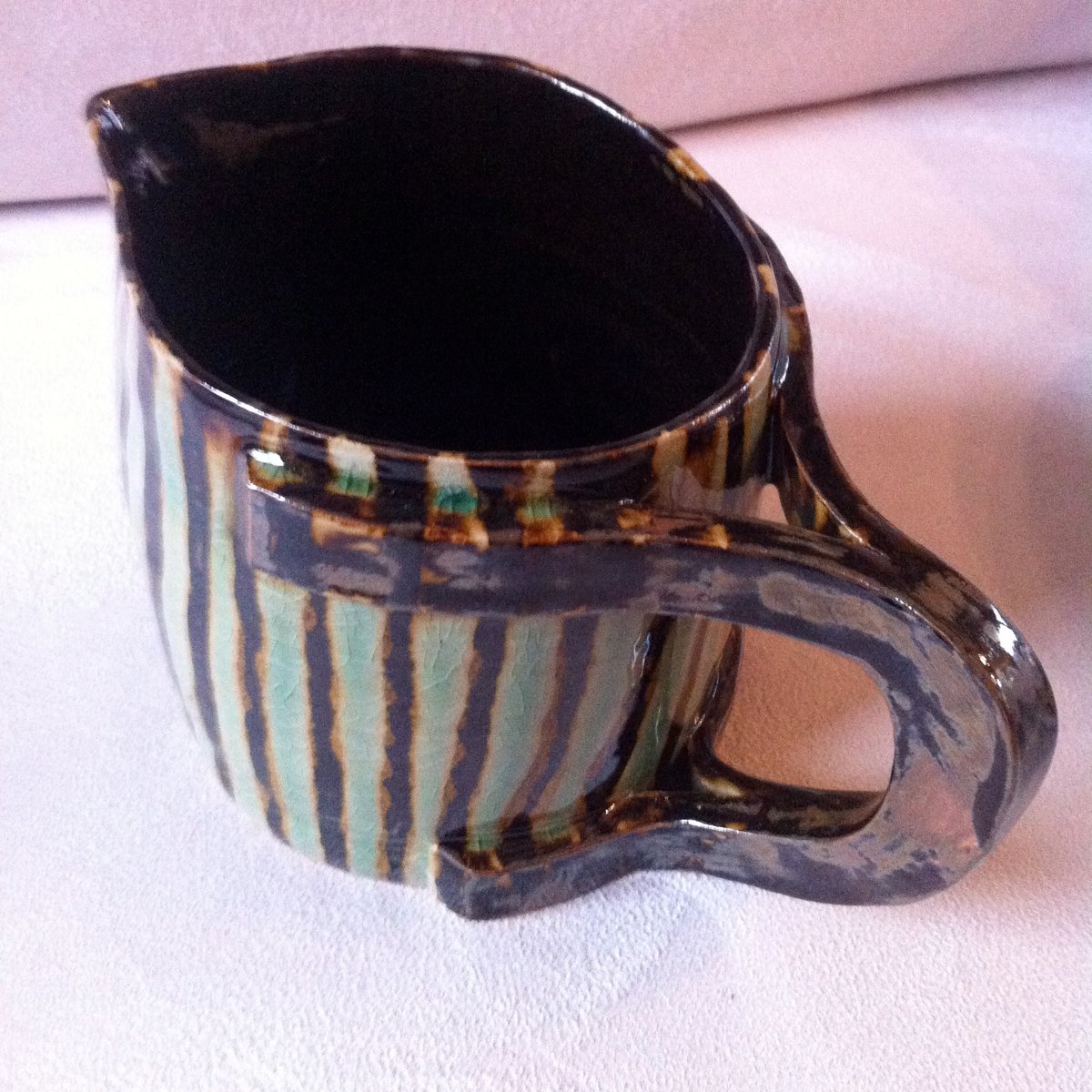 Pichet inox émaillé peint à la main-Stainless steel jug enameled hand  painted