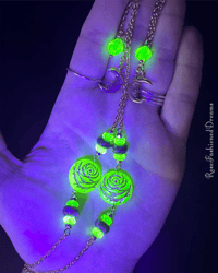 Image 6 of Moon Roses Uranium Glass Eyeglass Chain