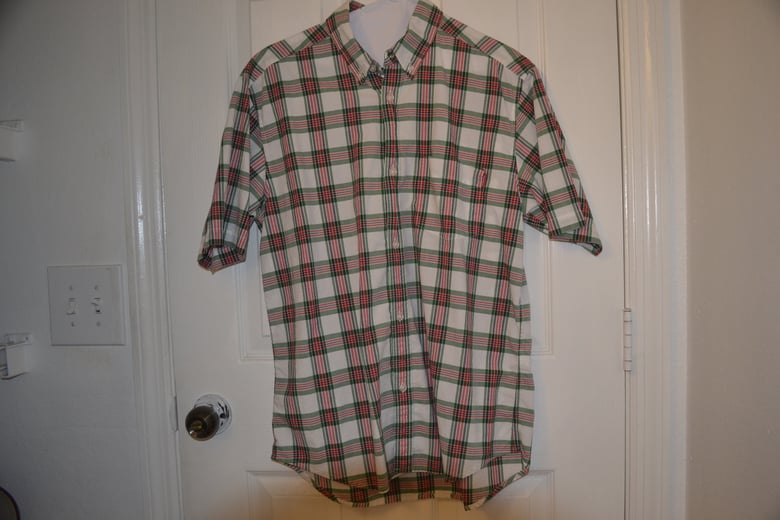Image of Supreme Short Sleeve Full Button Down White Green/Red