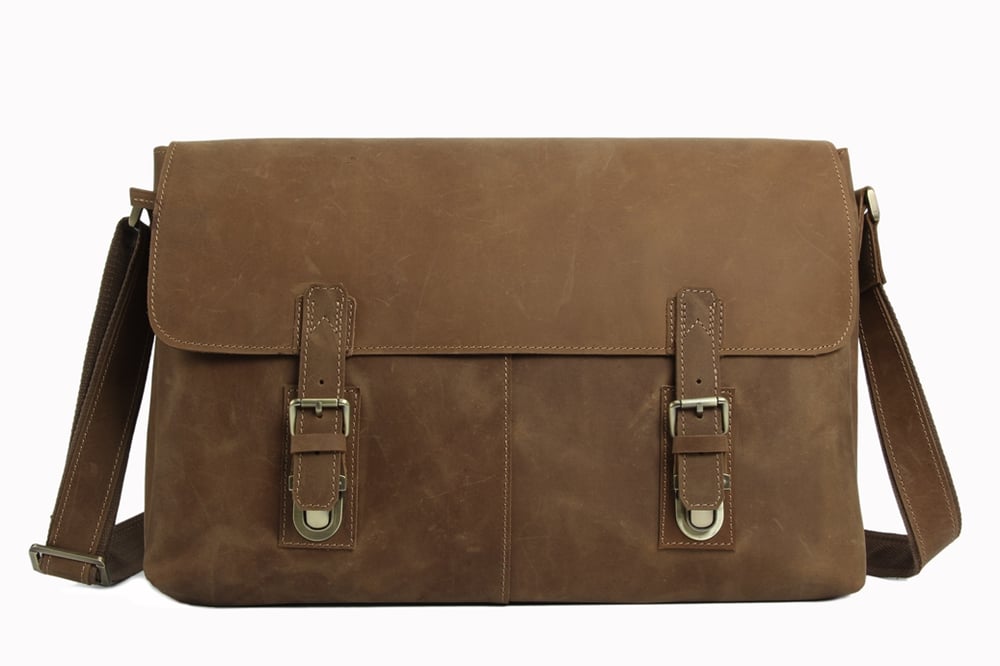 Image of Vintage Leather Messenger Bag, Crossbody Bag, Shoulder Bag, Laptop Bag 6002LR