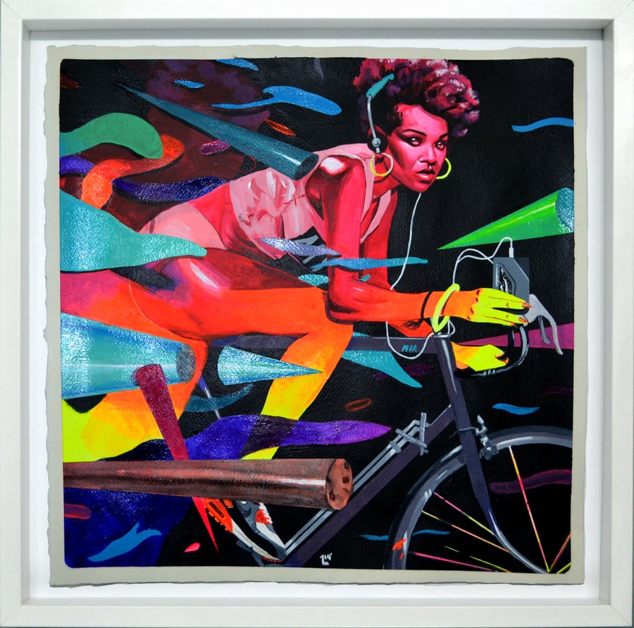 Image of Neon City Show Framed Original |  Miami Chica