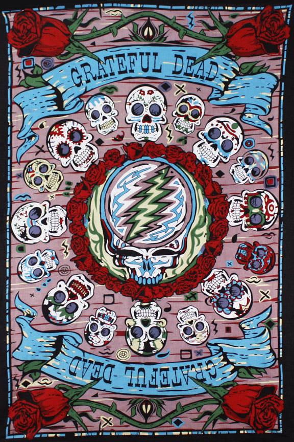 Image of GRATEFUL DEAD TAPESTRY 90x60 NEW 3D, Mexicali Skulls, tapstry, Jerry Garcia
