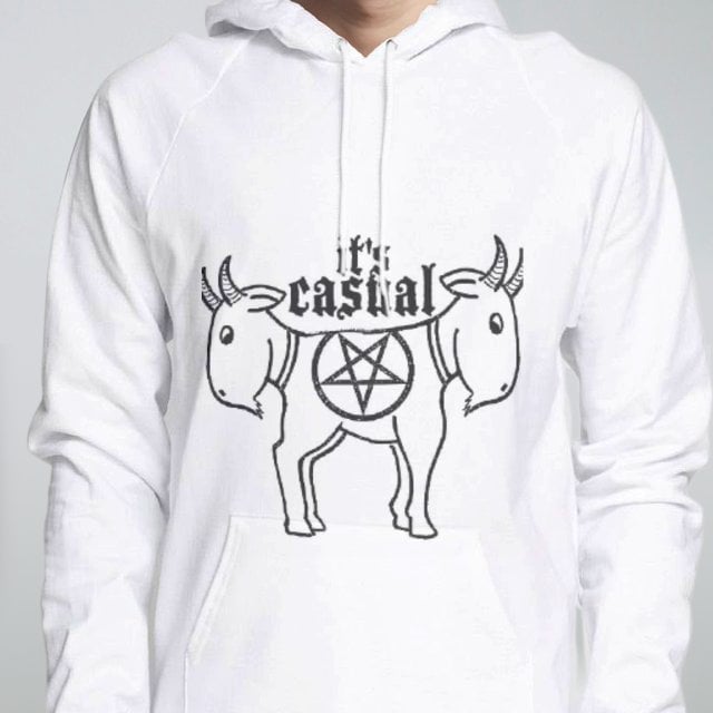 Image of cute Goat Men's pullover hoodies white
