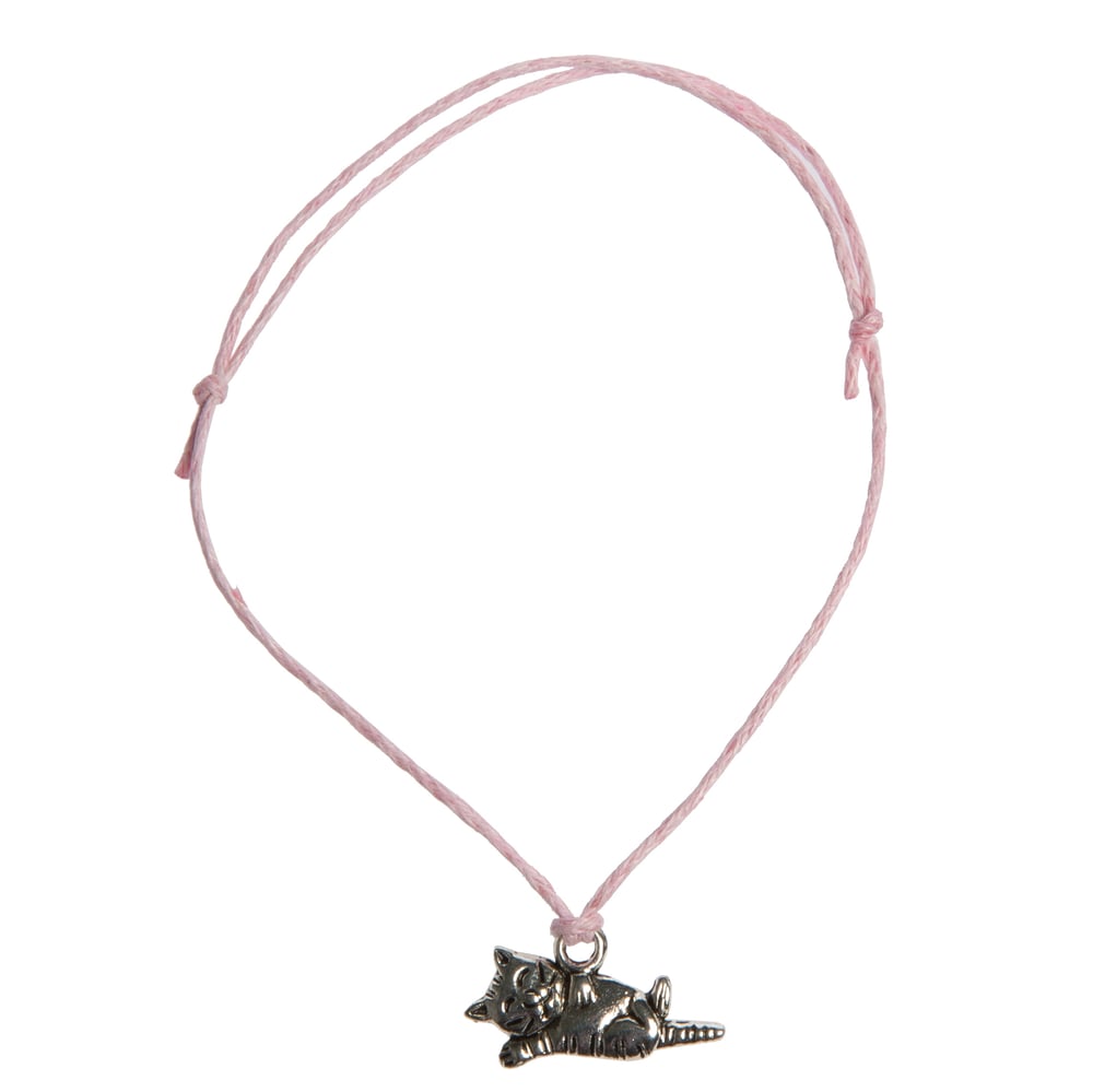Image of Cat Charm Adjustable Cord Bracelet